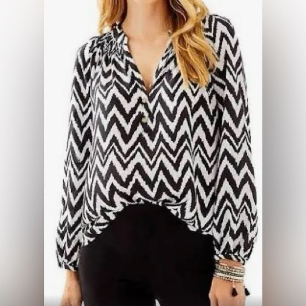 Lilly Pulitzer Elsa Top, Onyx, Get Your Chev On, XS
